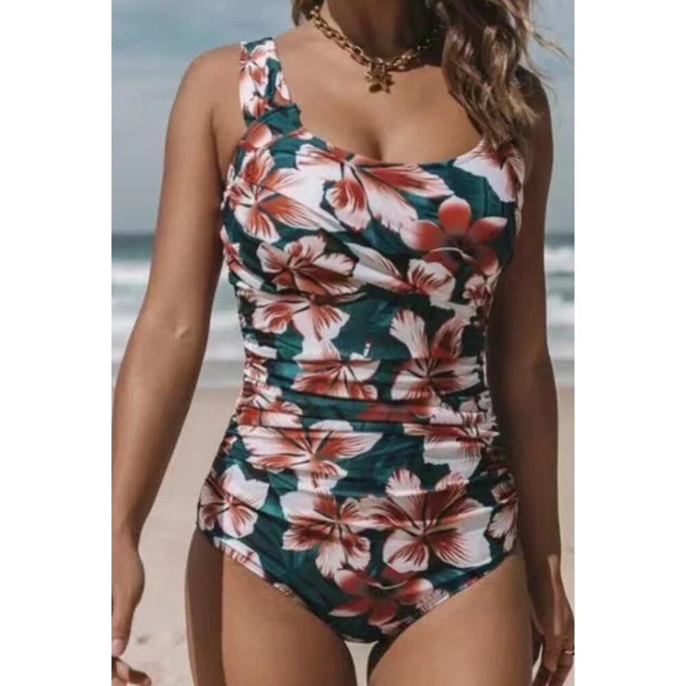 BeachSissi Bronze Floral One Piece Swim Suit Womens 2XL